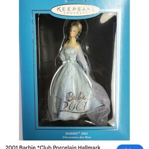 Mattel Keepsake Ornament Barbie 2001 - Blue and White